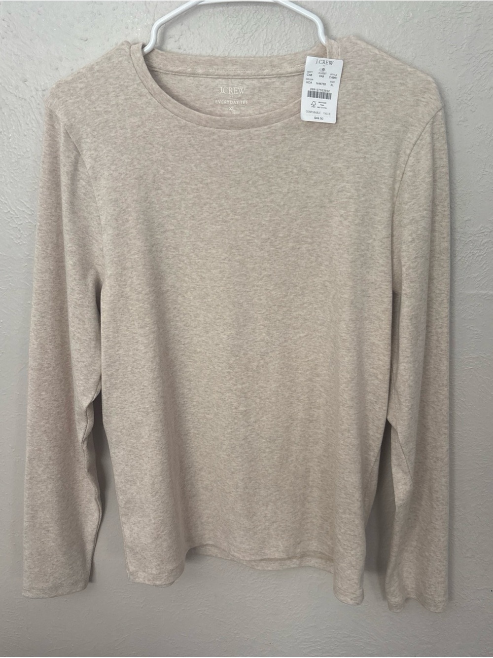 J. Crew Long-Sleeve Crewneck Tee in Light Oatmeal